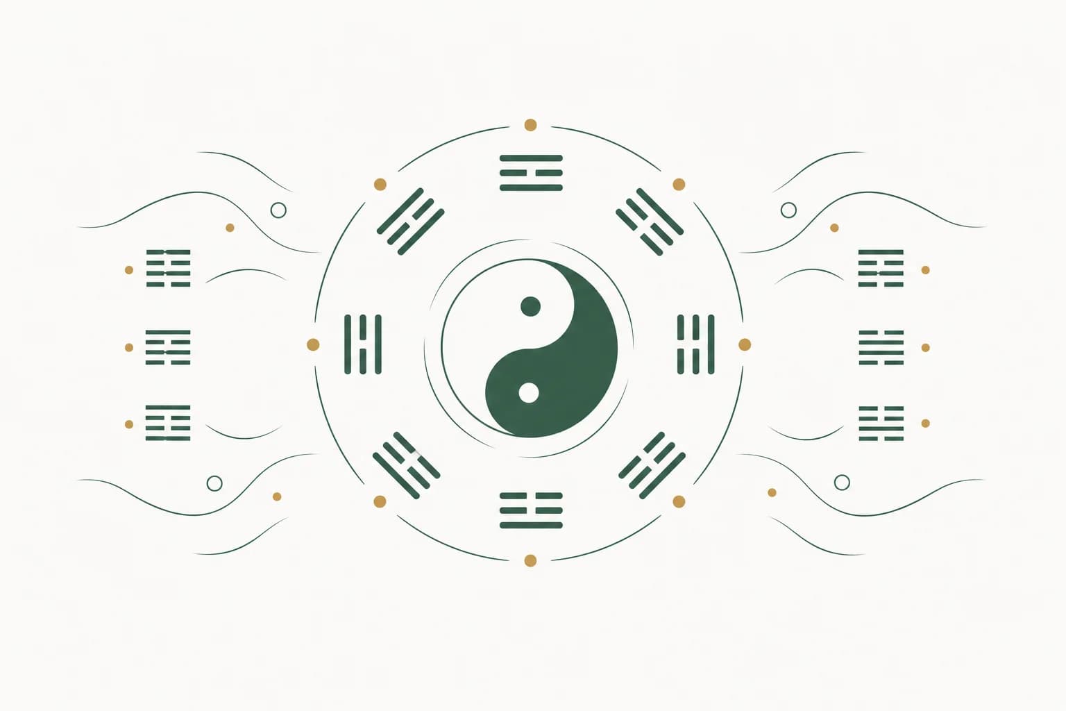 Abstract illustration of change and harmony in I Ching philosophy